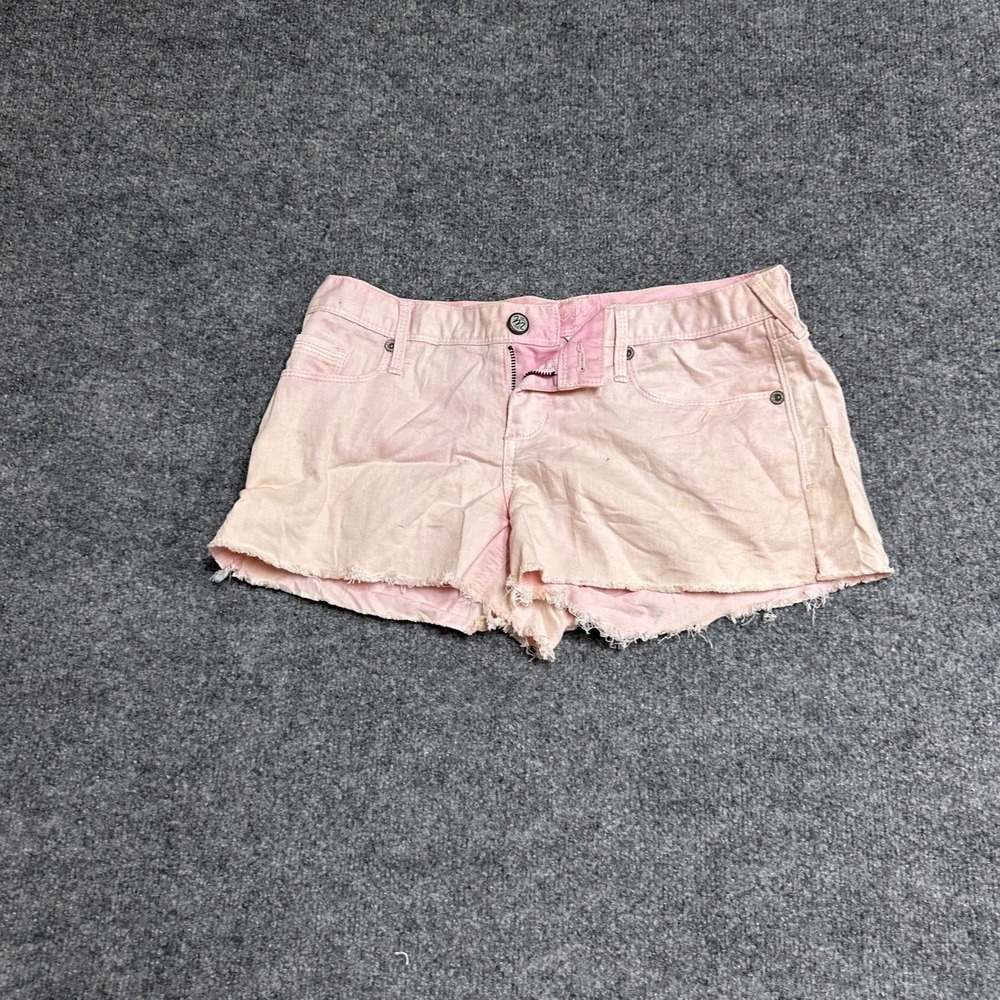 Mudd Shorts Womens Size 9/10 Pink Denim Low Rise Raw Hem Frayed Casual Summer